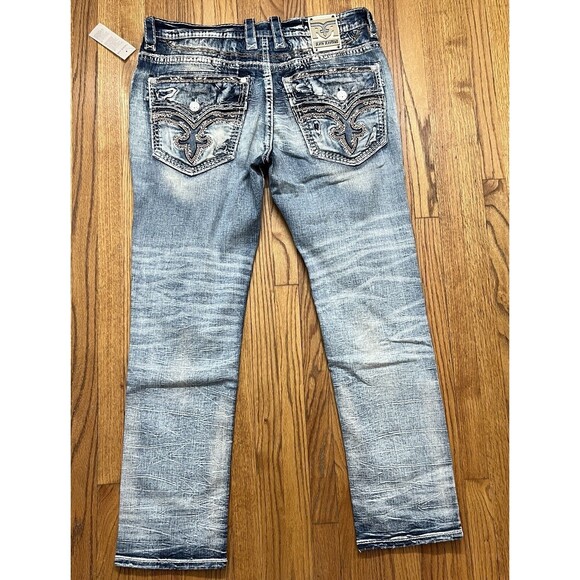 Rock Revival Jeans Distressed Denim Rahm Straight Men's Size 42x30